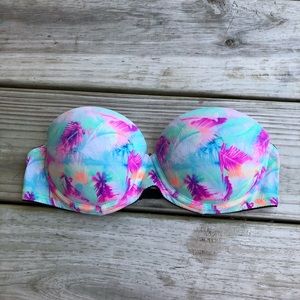 PINK Tropical Print Strapless Push Up Bra